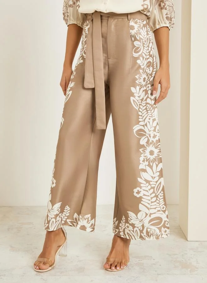 Styli Women Beige Wide Leg Pants